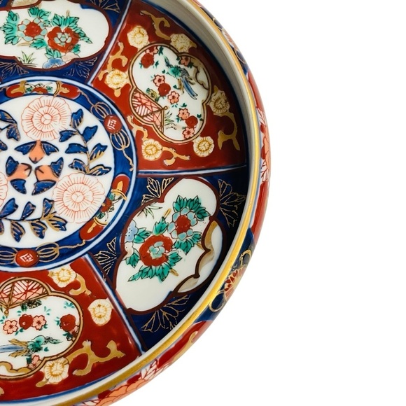 Japanese Arita Ware Gold Imari Shallow Bowl Console Dish Cobalt Blue Vintage - Picture 5 of 13